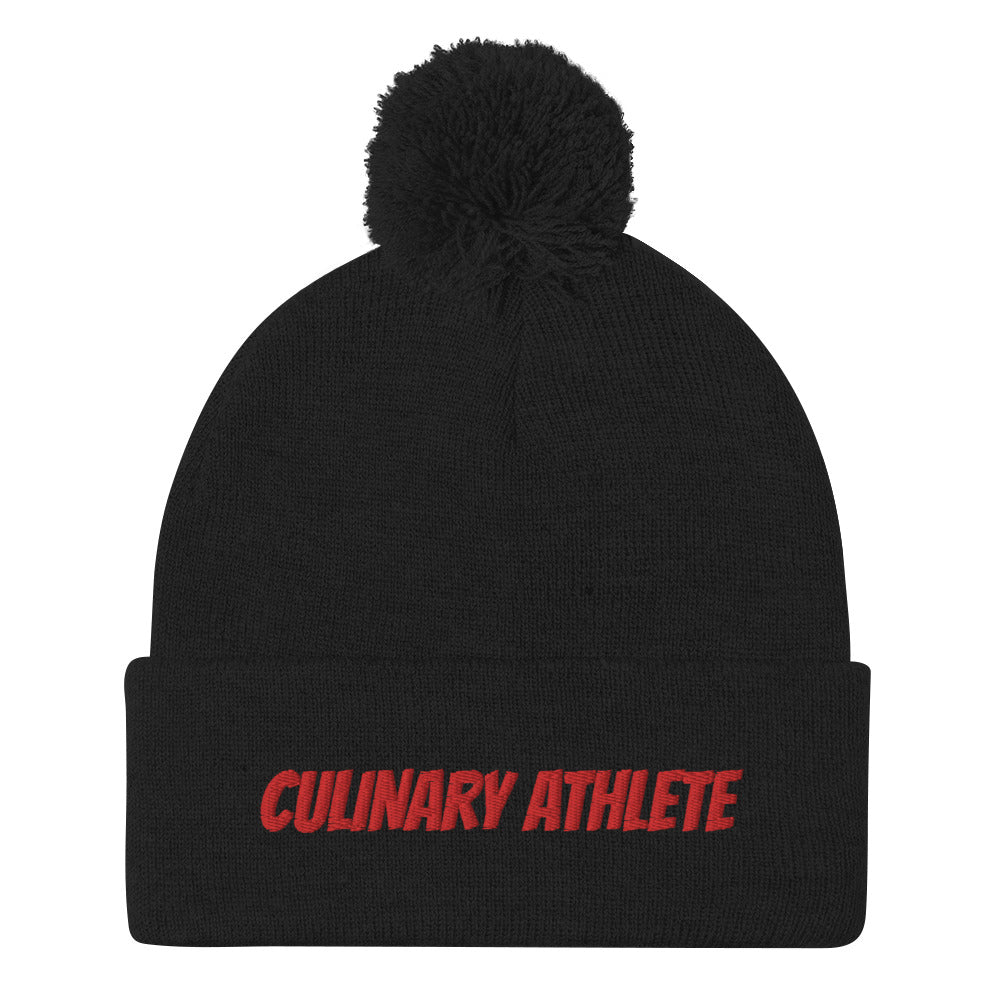 "CULINARY ATHLETE" Pom-Pom Beanie